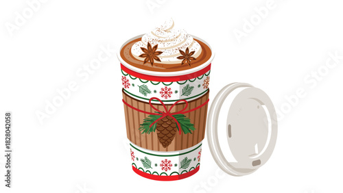 A festive pumpkin spice latte this holiday season, topped with whipped cream and a touch of cinnamon for cozy winter celebrations