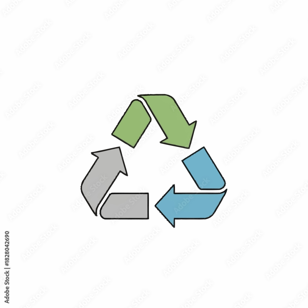 Obraz premium Recycle Symbol with Arrows in Green, Gray, and Blue.