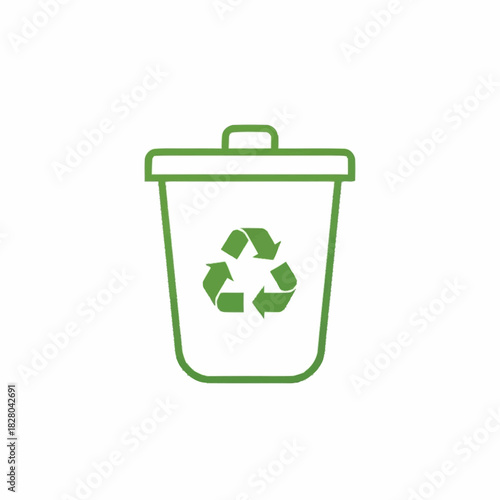 Recycling bin icon with green color and recycle symbol for waste management.