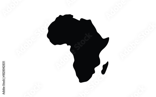 Black silhouette of the african continent on a white background