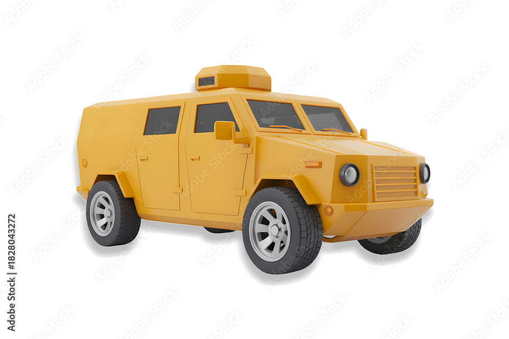 Fototapeta premium Plastics design armored car on white background.