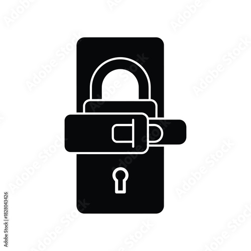 Black padlock icon on white background security keyhole