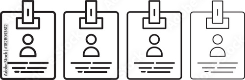 Identification and security line icon set, Flat design identification badge symbol for security access collection. Employee clerk card, driver license, Identification card illustration,
