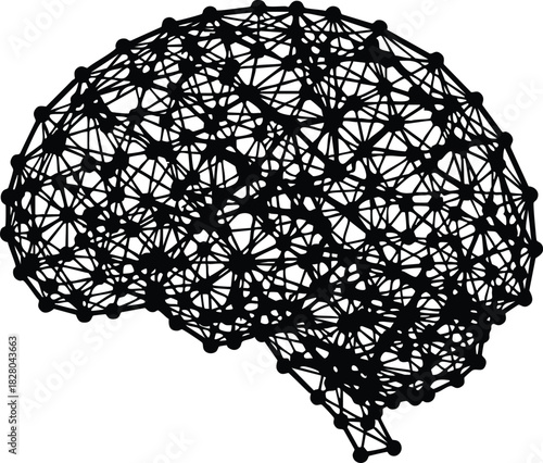 Abstract human brain illustration conceptual representation of artificial intelligence and neural network connections