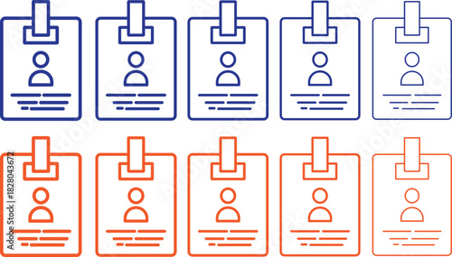 Identification and security line icon set, Flat design identification badge symbol for security access collection. Employee clerk card, driver license, Identification card illustration,
