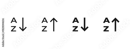 Alphabetical filter icon collection. Simple minimal sequence navigation buttons.