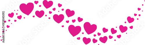 Wavy Trail of Pink Gradient Hearts valentine day Flowing Design