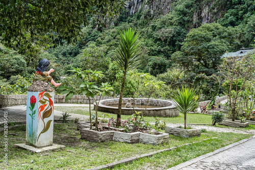 Small park along Urubamba river in Aguas Calientes