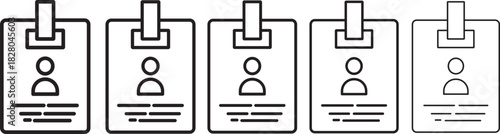 Identification and security line icon set, Flat design identification badge symbol for security access collection. Employee clerk card, driver license, Identification card illustration,
