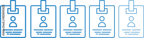 Identification and security line icon set, Flat design identification badge symbol for security access collection. Employee clerk card, driver license, Identification card illustration,
