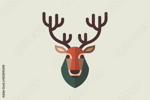 Wallpaper Mural A stylized illustration of a deer head with large antlers against a plain background. Torontodigital.ca
