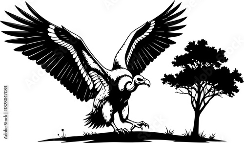 Howling Raven Silhouette Art