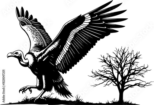 Howling Raven Silhouette Art