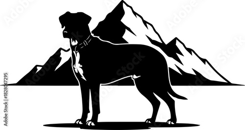 Dog Sniffing by Pine Tree Silhouette
