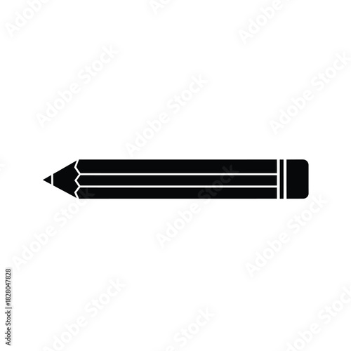 Black pencil icon with sharp point and eraser writing