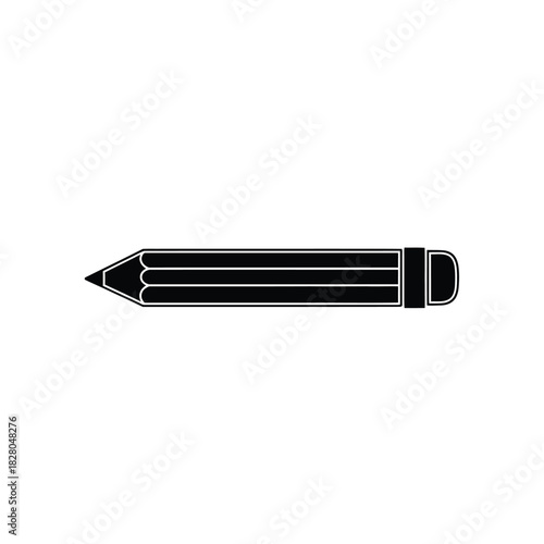 Black pencil with eraser icon on white background writing