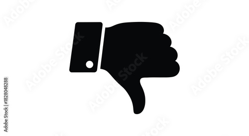 Thumbs down hand gesture expressing disapproval in black silhouette