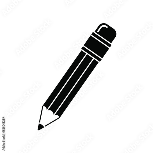 Black pencil with eraser icon writing drawing