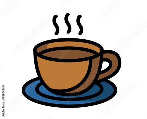 steaming coffee cup brown blue saucer clip art preview