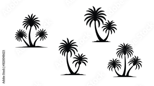 illustration-of-three-black-palm-trees-with-detail. eps