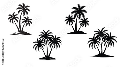 illustration-of-three-black-palm-trees-with-detail. eps