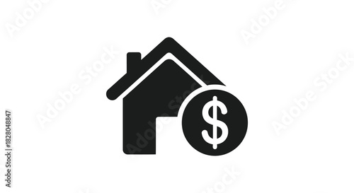 House with dollar sign icon representing real estate value silhouette