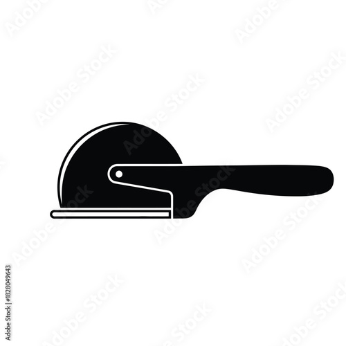 Black pizza cutter on white background wheel kitchen