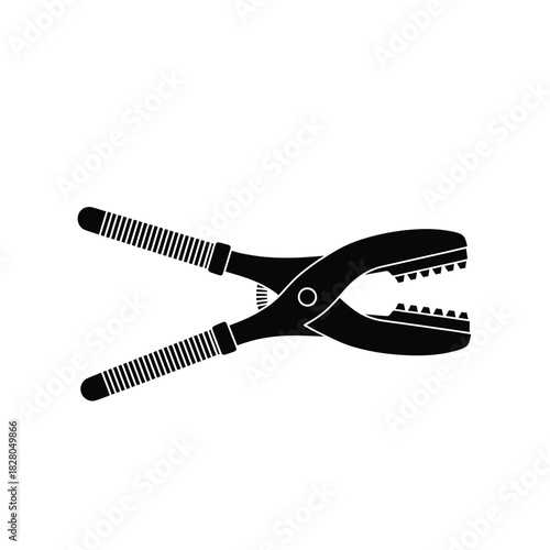 Black Pliers Tool Silhouette with Serrated Jaws isolated