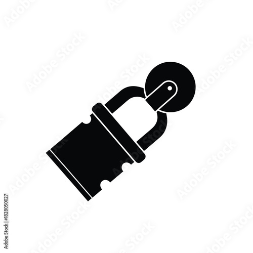 Black pizza cutter wheel and handle icon vector