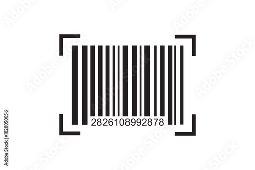 Barcode on white background. A clean barcode icon for scanning and product identification, perfect for e-commerce platforms and retail applications.