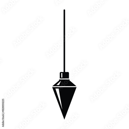 Black plumb bob icon on white background plumbbob line