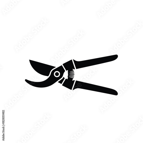 Black pruning shears icon on white background scissors