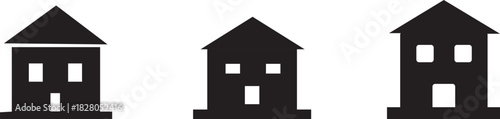 House and home icon set. Real estate property silhouette, residential building, and address homepage vector symbols.
