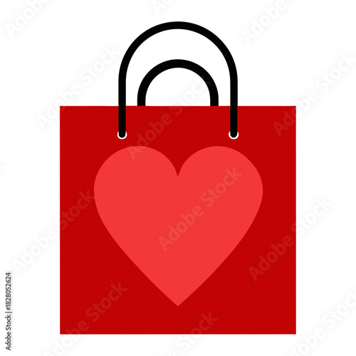shopping bag heart red heart shape 