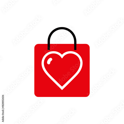 shopping bag heart red heart shape 