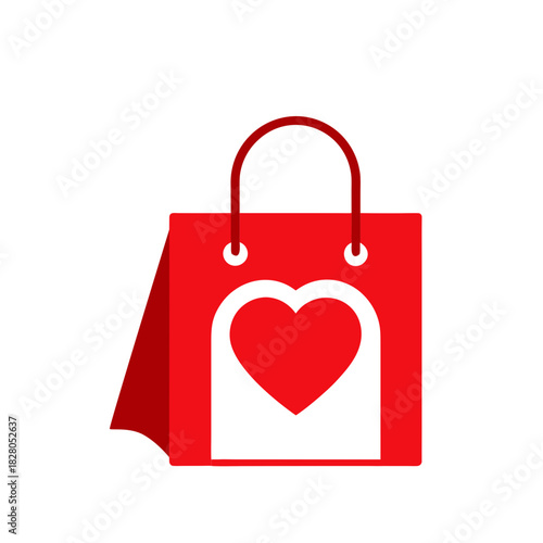 shopping bag heart red heart shape 