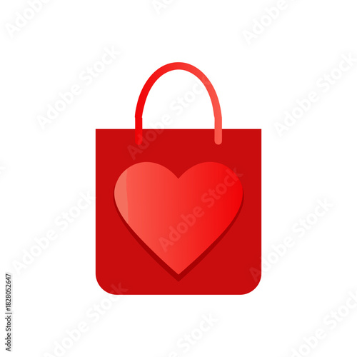 shopping bag heart red heart shape 
