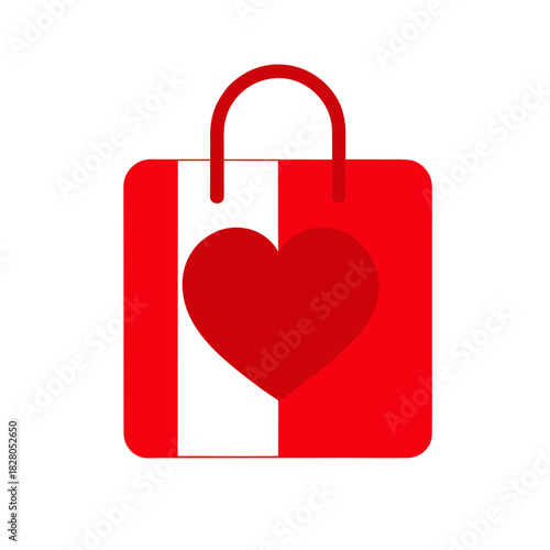 shopping bag heart red heart shape 