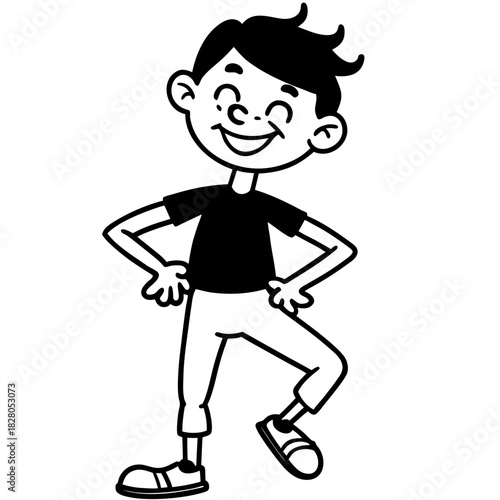 Boy Balancing on One Foot