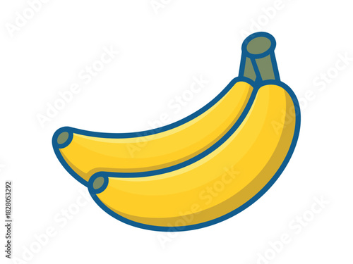 A bunch of ripe bananas sits against a white background