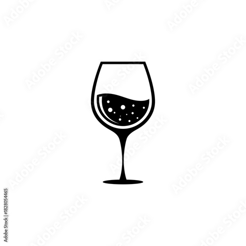 Wine Glass Icon Vector: Beverage, Celebration, Alcohol, or Bar Symbol