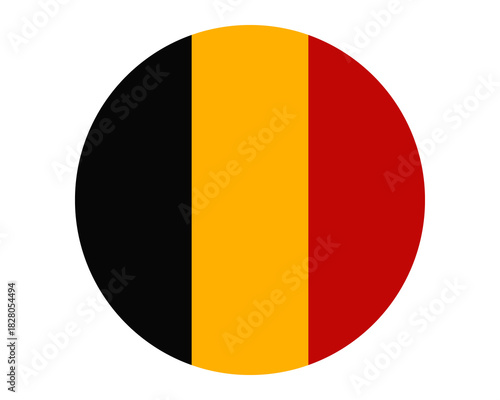 Free Download Circular flag icon of Belgium with vertical black, yellow, and red stripes, a patriotic symbol of the European nation. - GFXLoad