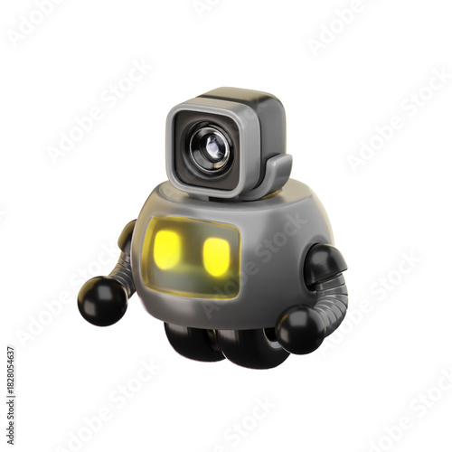 Robot 3D Illustration with Glowing Lights