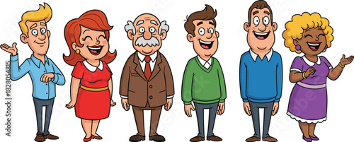 Multi-Generational People Vector Illustration Representing Community and Teamwork.