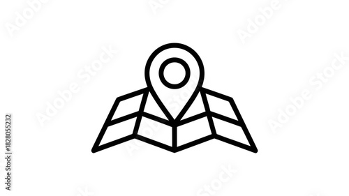 A map icon is placed on a folded map, indicating a destination.