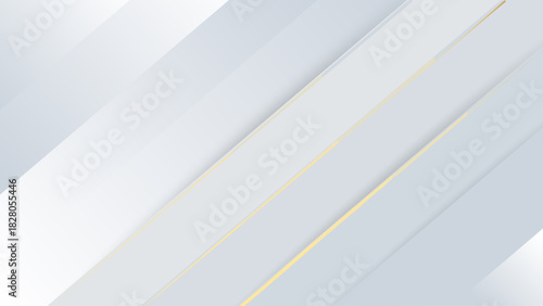 Minimal White and Gray Abstract Background with Gold Line. Clean Geometric Paper Layers with Diagonal Lines & Soft Shadows. Modern Corporate Presentation, Business Design, Elegant Origami Texture.	
