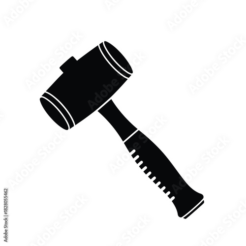 Black rubber mallet tool isolated on white background 1