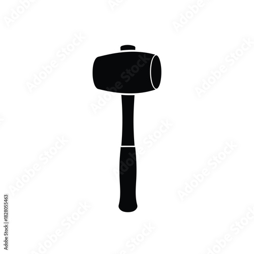 Black rubber mallet silhouette isolated on white hammer