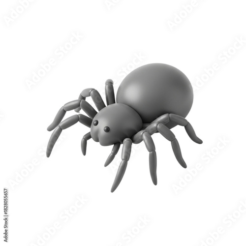 Monochrome Three-Dimensional Spider Illustration for Halloween Design