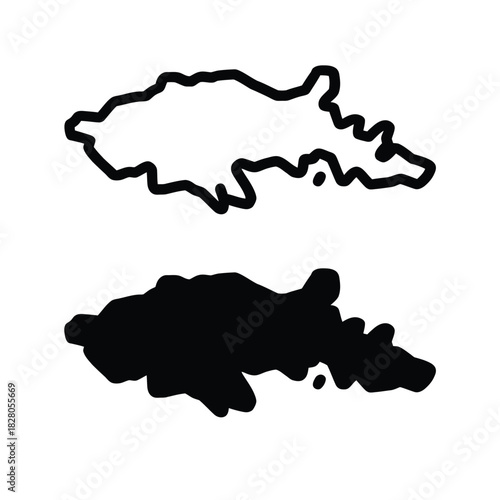 Outline and silhouette of an abstract island shape